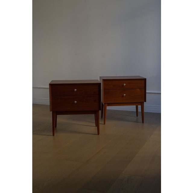 Wood 1950s American of Martinsville Nightstands, Pair, Professionally Refinished For Sale - Image 7 of 9