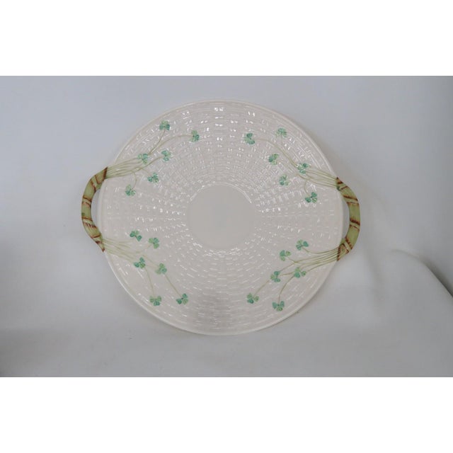 Mid 20th Century Belleek Classic Mid Century Shamrock Tea Ware Cake Plate Irish Porcelain 4690b For Sale In Miami - Image 6 of 18