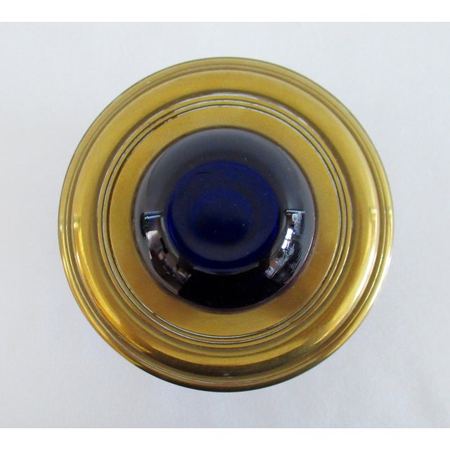Italian Hand-Blown Murano in Cobalt Blue & Clear With Brass Mounts, Atomizer/Decorative Object For Sale - Image 10 of 12