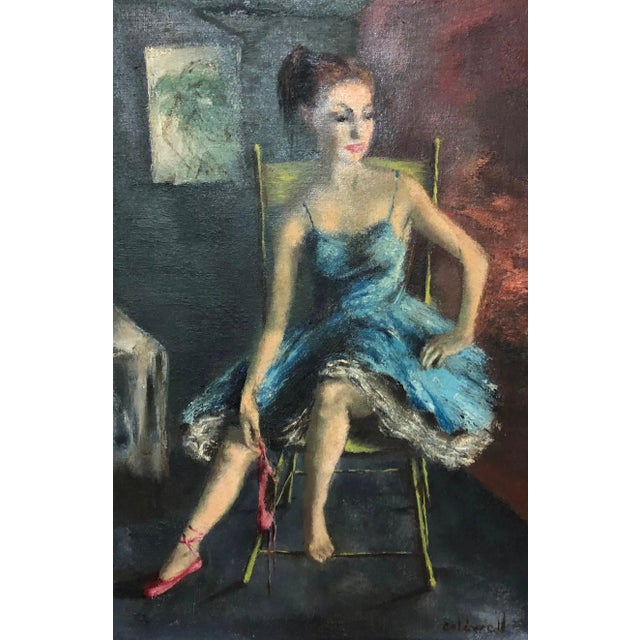 Ardath Coldwell (American, B.1913) "Red Shoes" Original Oil Painting C.1960s Original oil on canvas by listed American...