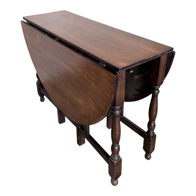 Wood Vintage Oak Drop Leaf Dining Table, 1950s For Sale - Image 7 of 10