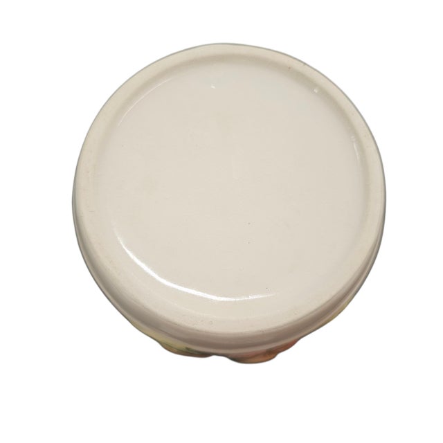 TItalian Trompe L’Oeil Pear Jam Jar With Saucer, Hand-Painted Ceramic, 4.5" For Sale - Image 10 of 10