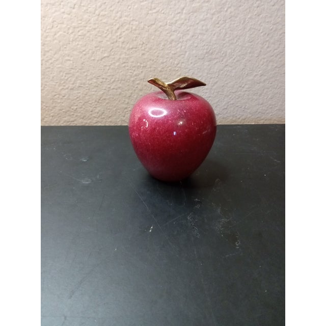 1980s Alabaster Red Apple Paperweight From Italy For Sale - Image 4 of 4