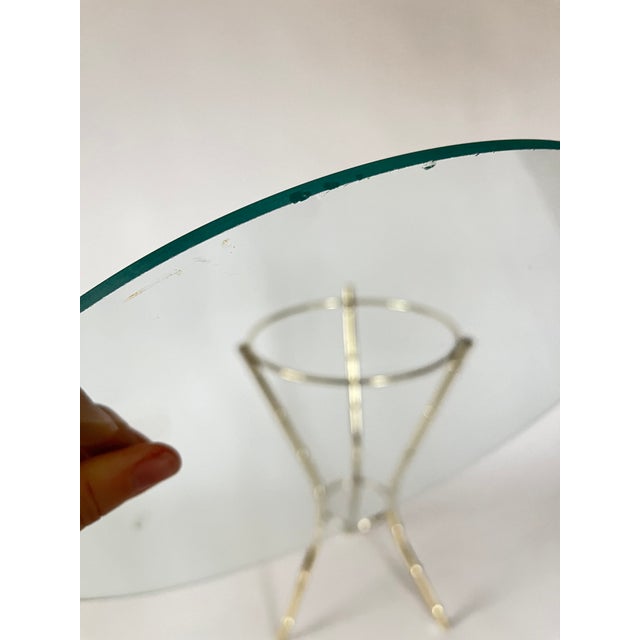 Brass Hollywood Regency Style Vintage Glass Top Faux Bamboo Side Table in a Brass Finish For Sale - Image 8 of 8