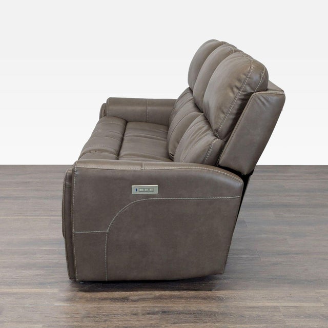 Flexsteel Flexsteel Carter 3-Seat Power Reclining Sofa - Brown Leather, Modern Comfort For Sale - Image 4 of 10