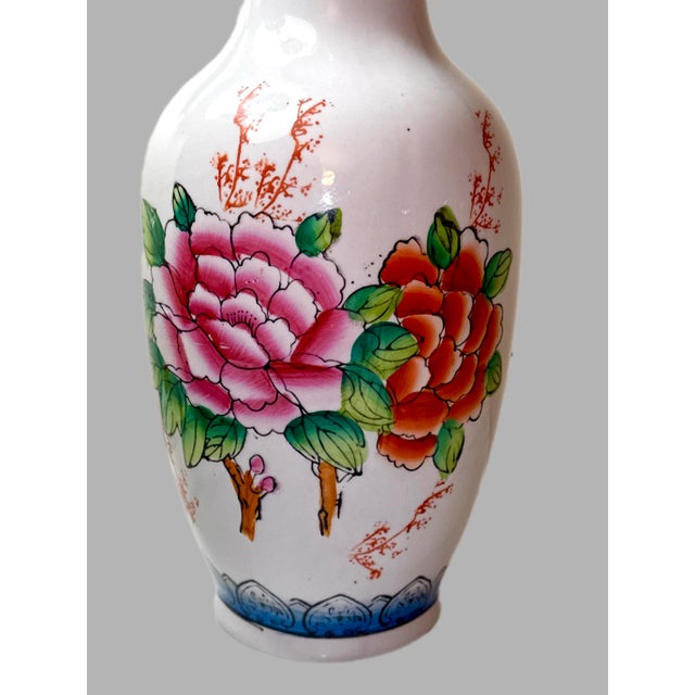 Gold Set of 2, Mid 20th Century Hand-Painted Chinese Porcelain Vases For Sale - Image 8 of 14