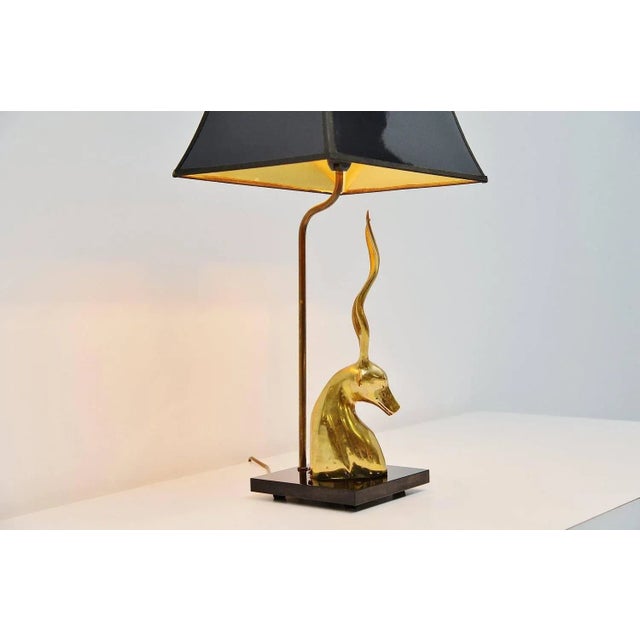 1970s Deer Head Table Lamp in Brass, France, 1975 For Sale - Image 5 of 11