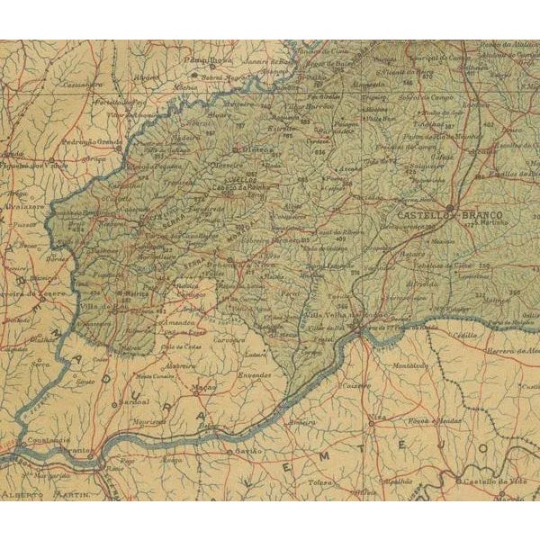 The uploaded image is a historical map of the Beira Baixa region in Portugal. The map details the topography, including...