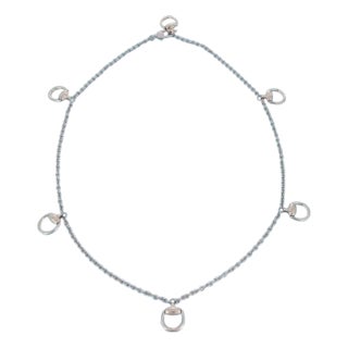 Mid 20th Century Gucci 18k White Gold Large 6 Horsebit Motif Chain Necklace For Sale