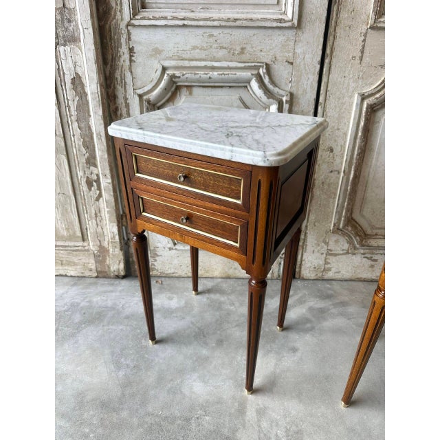 Wood Louis XVI Bedside Tables, 1970s, Set of 2 For Sale - Image 7 of 9