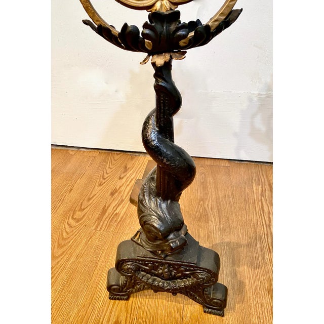 Pair American Cast Iron Dolphin Andirons For Sale In Los Angeles - Image 6 of 11