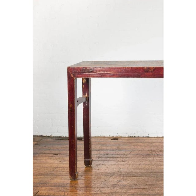 Textile 19th Century Chinese Qing Dynasty Altar Console Table with Original Lacquer For Sale - Image 7 of 13