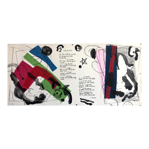 Matt Phillips, Ariadne, Poem, Mixed Media Abstract Modernist Colorful Collage Lithograph Print, 1987
