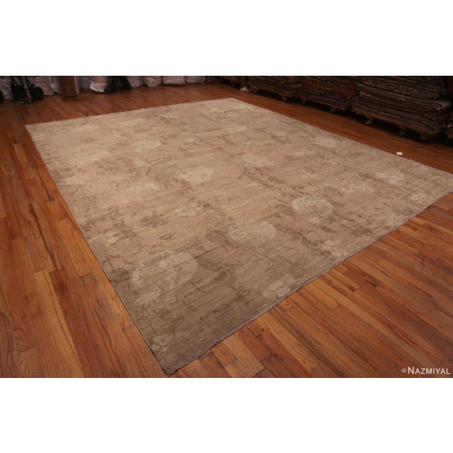 Decorative Handmade Modern Neutral Brown Pomegranate Design Wool Area Rug, Country of origin: Central Asia, Circa date:...