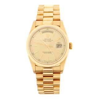 Vintage Rolex Day-Date 18k Gold Watch, Champagne Dial, Circa 1979 For Sale