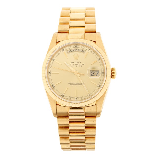 Vintage Rolex Day-Date 18k Gold Watch, Champagne Dial, Circa 1979 For Sale