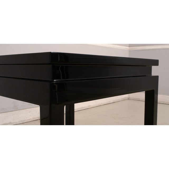 Wood Modern Design Black Lacquer Occasional Table W. Red Oak Top For Sale - Image 7 of 11