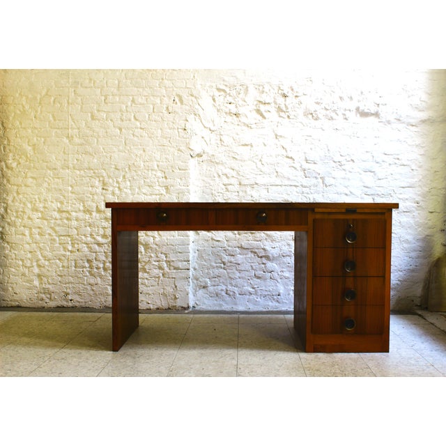 Small Art Deco Cubist Desk in Walnut Veneer, Belgium, 1930 For Sale - Image 15 of 16