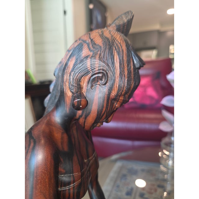 Mid 20th Century Art Deco Balinese Modernist Macassar Ebony Sculpture by Ida Bagus Nyoman Kaler For Sale - Image 9 of 12