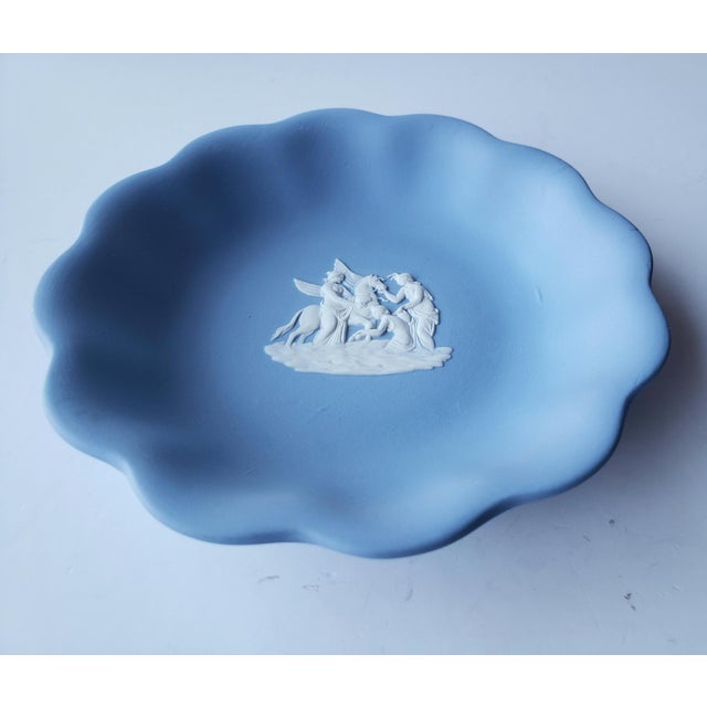Wedgwood Vintage 1956 Wedgwood Blue Jasperware Vanity Pin Dish - Pegasus For Sale - Image 4 of 6