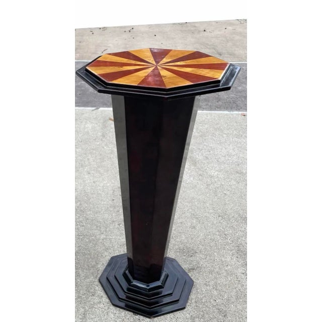 Mid 20th Century Vintage Art Deco Inlaid Wood Pedestal For Sale - Image 5 of 7