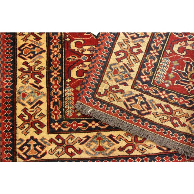Red 1980s Vintage Southwestern Super Kazak Clyde Red Wool Rug - 4'3'' X 5'8'' For Sale - Image 8 of 10