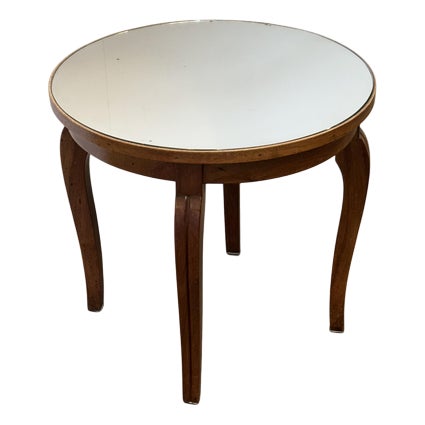French Art Deco Side Table with Mirrored Top, 1930s For Sale