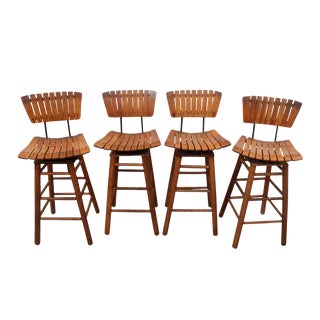 1960s Mid-Century Modern Four Umanoff Swivel Bar Stools - Set of 4 For Sale