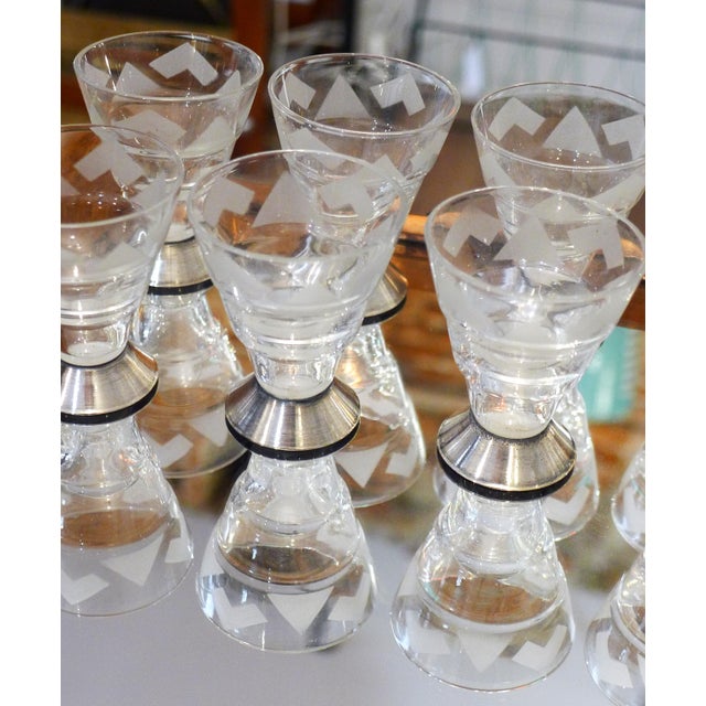 Art Deco Liqueur Set in Glass and Silver-Plated Metal Argit, 1920s, Set of 12 For Sale - Image 15 of 18