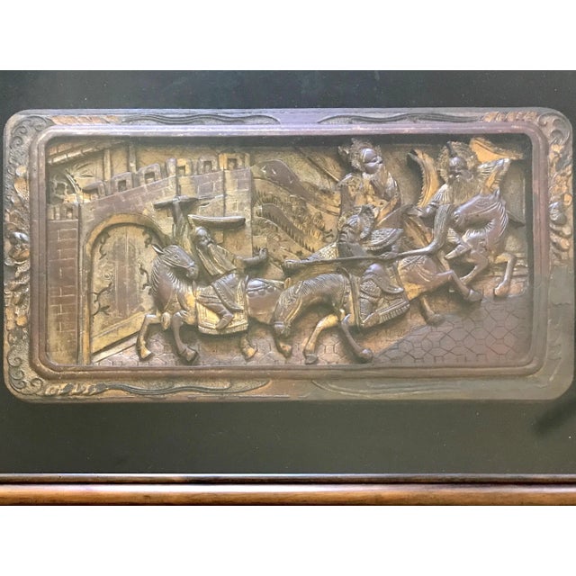 One of two late 19th. Century antique Chinese carved panels, with a very high quality and expensive custom made frame of...