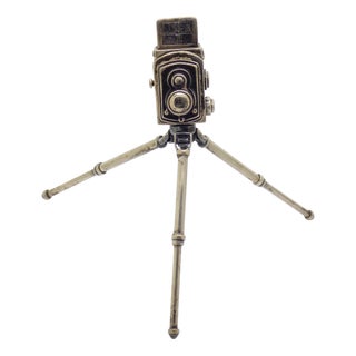 Vintage Italian Handmade Silver Tripod Camera Long Figurine, 1960s For Sale