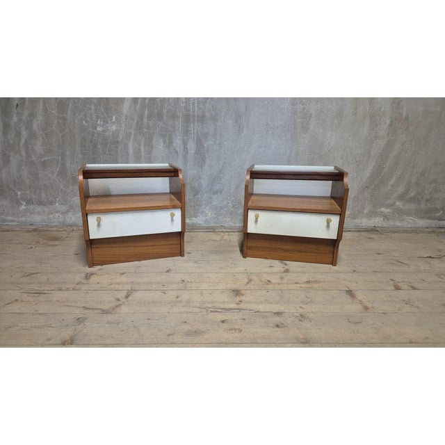 Mid-Century Modern Vintage Bedside Tables, Czechoslovakia, 1940s, Set of 2 For Sale - Image 3 of 12