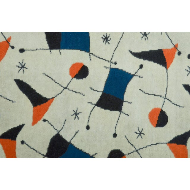 Dove Gray Rug & Kilim’s Contemporary Rug With Pictorials in Blue, Orange & Beige For Sale - Image 8 of 8