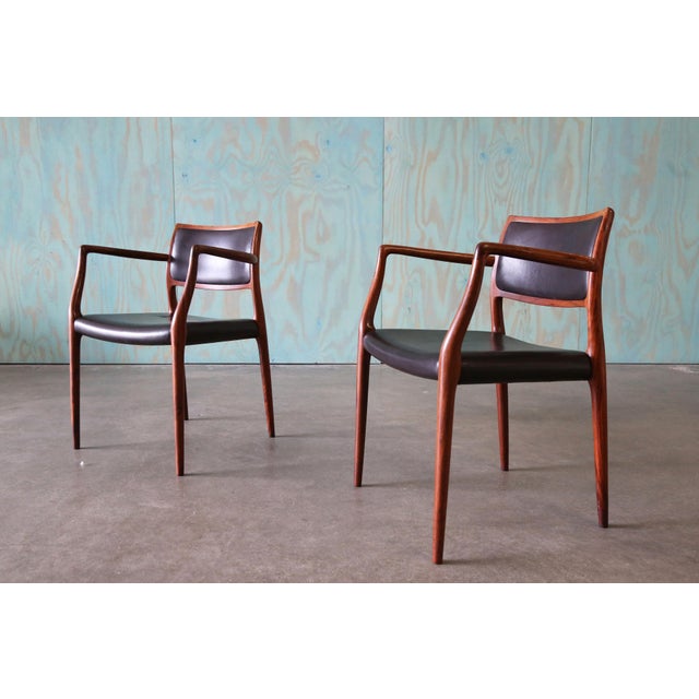 1960s Pair of Rosewood Niels Moller Model 65 Carver Armchairs C 1960s Danish For Sale - Image 5 of 17
