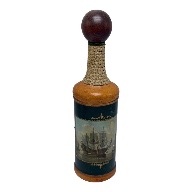Vintage Italian Leather Bottle For Sale