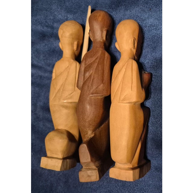 Mid 20th Century Set of 3, Mid 20th Century African Primitive Wood Carvings For Sale - Image 5 of 8