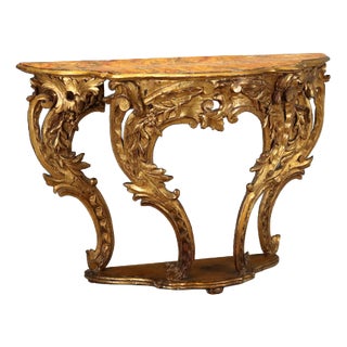 Eclectic Console in Carved and Gilded Fir Wood For Sale