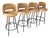 4 1960s Wicker/Bamboo/Wrought Iron Swivel Stools For Sale