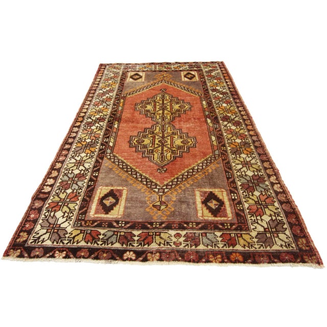 Modern Mid 20th Century Vintage Turkish Oushak Rug, 03'07 X 05'11 For Sale - Image 3 of 11