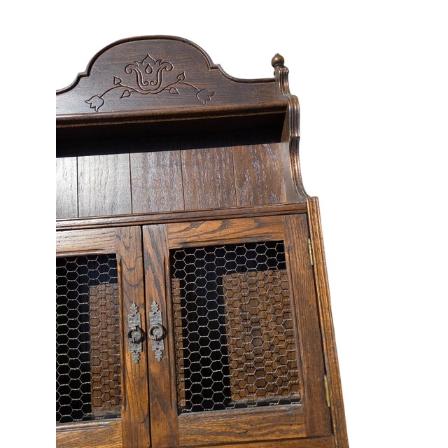 Brown Ethan Allan Charter Oak Jacobean Hanging Wall Shelf Hutch Curio Display Cabinet For Sale - Image 8 of 14