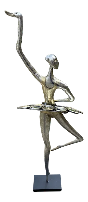 1980s Silver Tone Metal Ballerina Sculpture