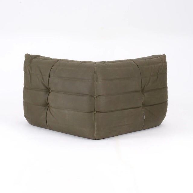 Ligne Roset Rare Ligne Roset Togo 3-Piece Lounge in Stone Olive Leather For Sale - Image 4 of 16