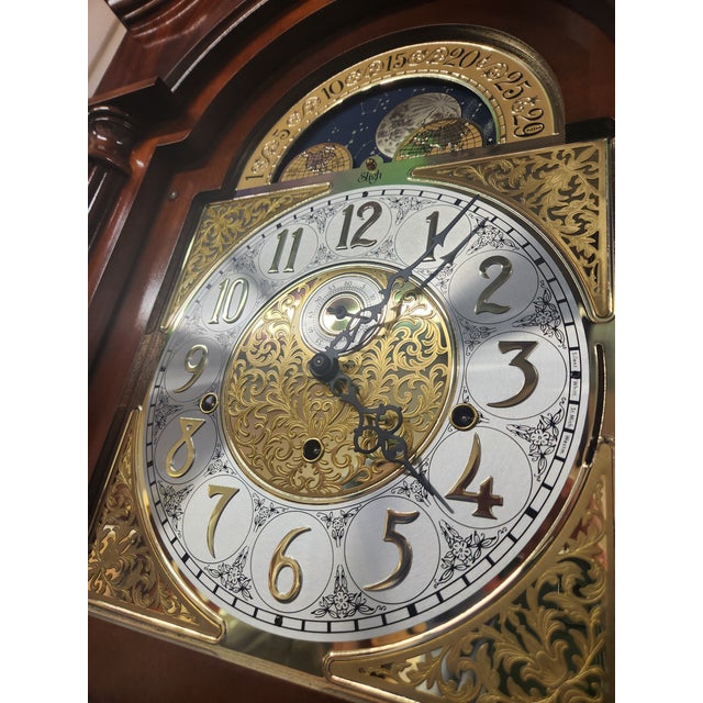 Chippendale 1980s Sligh Moon Dial Grandfather Clock With Chimes For Sale - Image 3 of 7