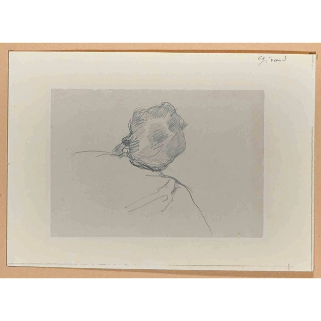 Eugène Giraud, Portrait of Man From Behind, Drawing on Paper, Late 19th-Century For Sale