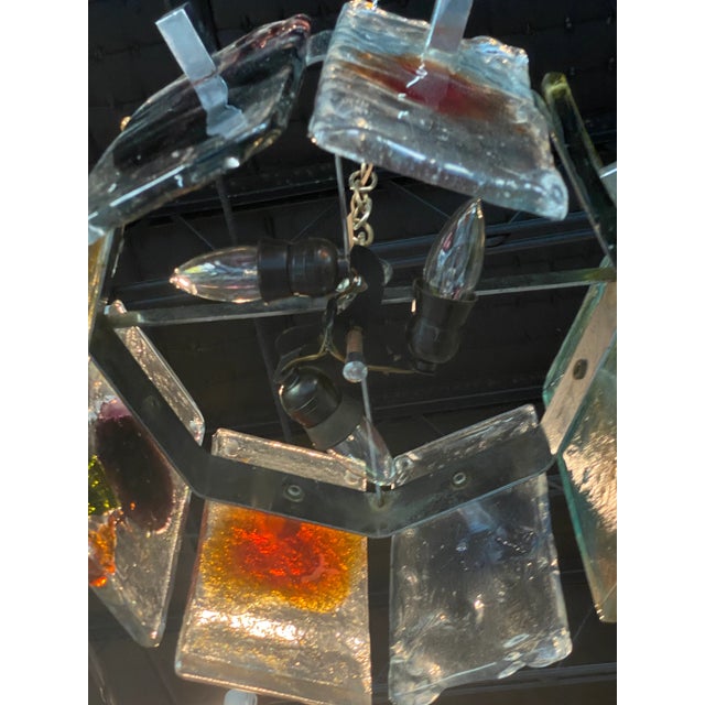 Vintage Mid Century Murano Mazzega Colorful Round Italian Glass Chandelier For Sale - Image 9 of 13
