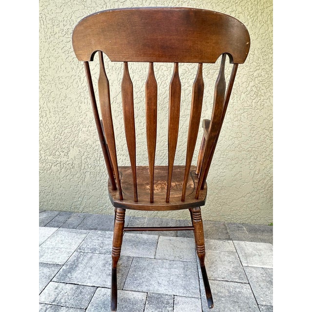 Early 20th Century Antique Early 20th Century Bent & Bros. Colonial Maple Rocking Chair For Sale - Image 5 of 12