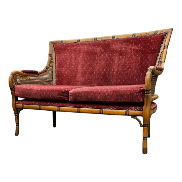 Faux Bamboo Webbing Sofa For Sale