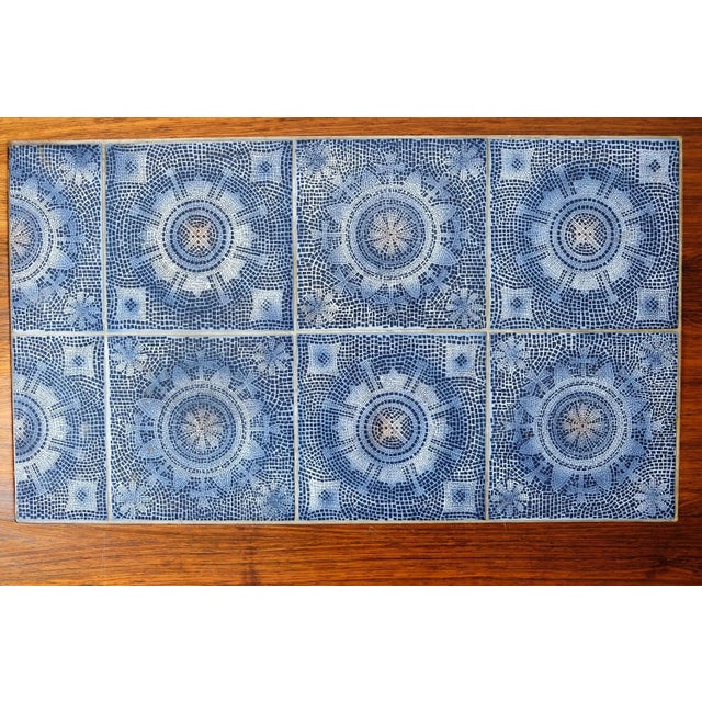 Rosewood Coffee Table with Blue Ceramic Tiles, Denmark, 1960s For Sale - Image 11 of 15