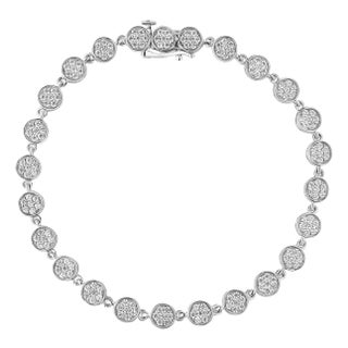 .925 Sterling Silver 2.0 Cttw Round Diamond Link Bracelet (G-H Color, I1-I2 Clarity) - 7.25" For Sale