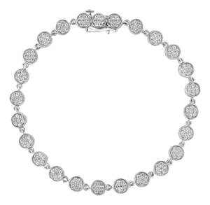 .925 Sterling Silver 2.0 Cttw Round Diamond Link Bracelet (G-H Color, I1-I2 Clarity) - 7.25"